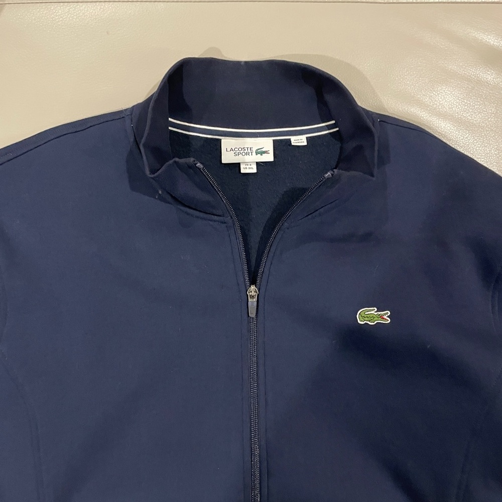 Lacoste Men's Long Sleeve Full Zip Cotton Sweater - Navy